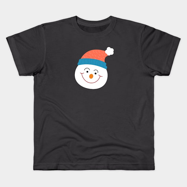 Cute Snowman Face Kids T-Shirt by Acid_rain